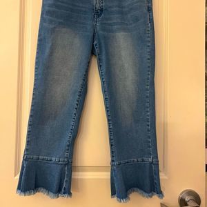 Tribal Jeans Distressed Crop  With Flare Size 8